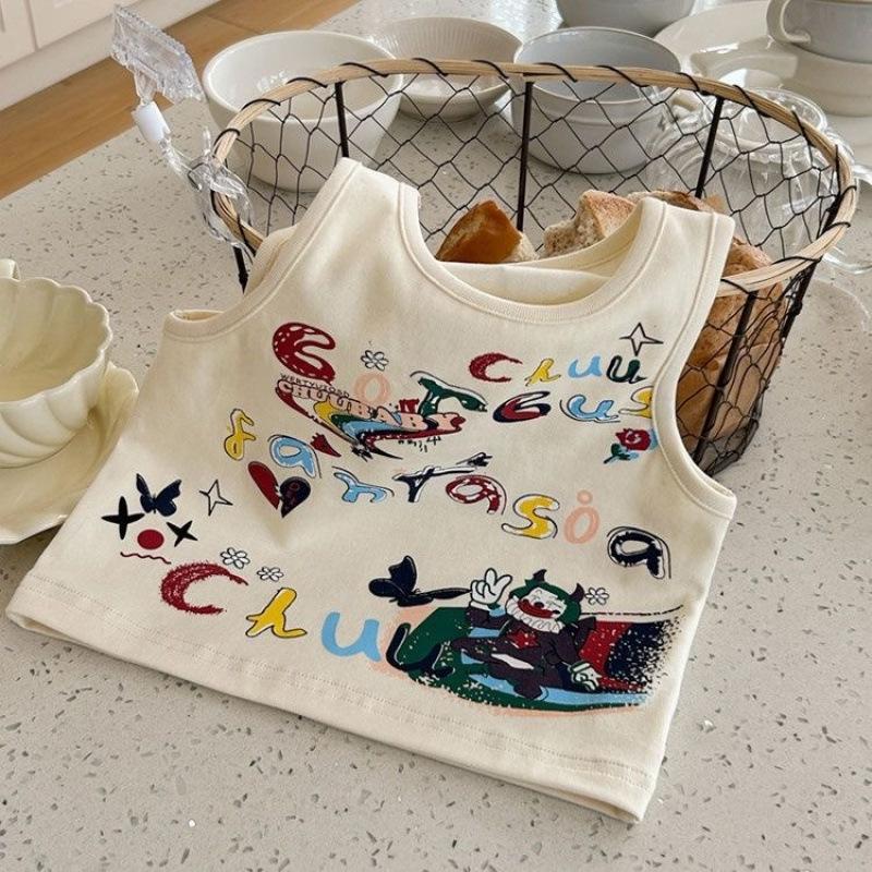 Summer Kids Letter Graffiti Vest Boys Girls Thin Fashionable Versatile Camisole Top 80