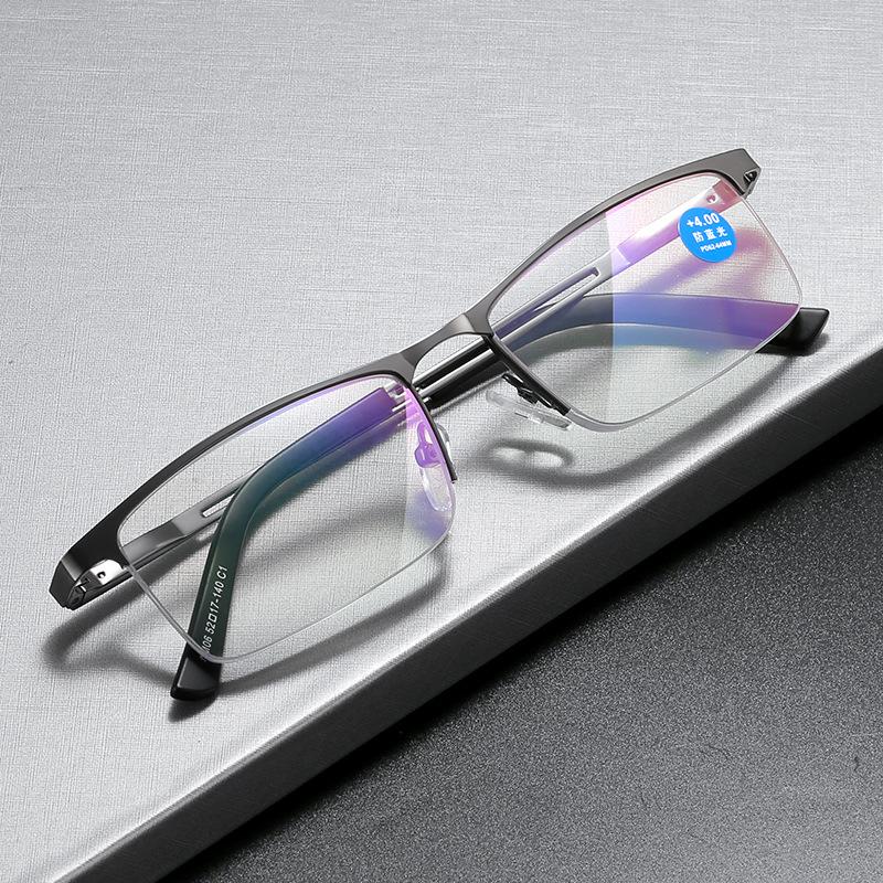 New Metal Half Frame Hd Anti-Blue Light Reading Glasses For The Elderly Business Men Fashion Reading Glasses+125+175
