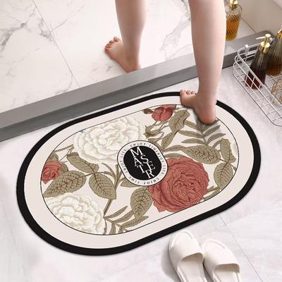 Soft Diatom Mud Toilet Floor Mat Bathroom Absorbent Mat Toilet Door Carpet Washstand Quick Drying Non-slip Foot Mat