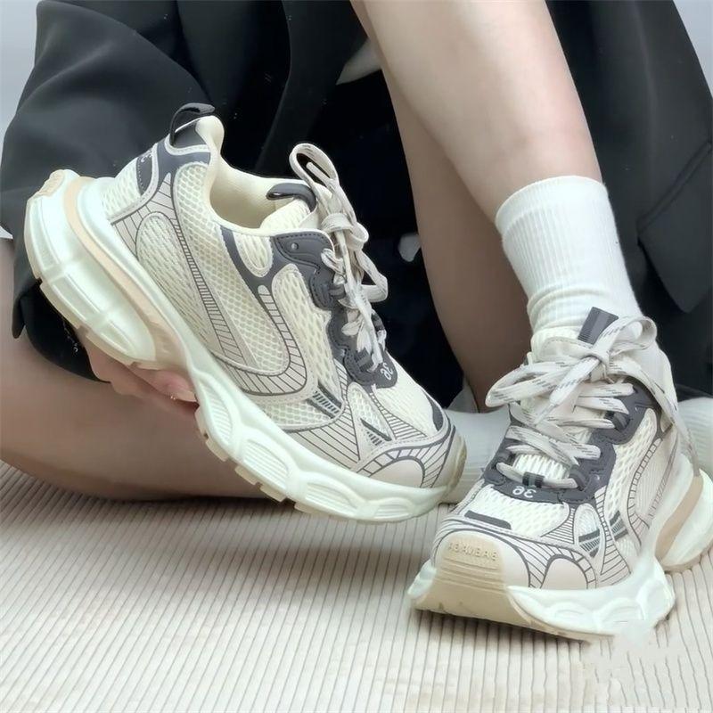 Thick-soled women's autumn mesh breathable casual sports versatile high-end dad shoes