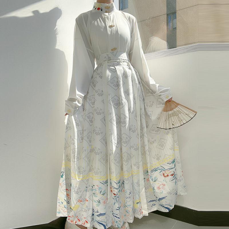 Chinesisches Kleid, berühmter Stil, Anzug, Übergröße, Kostüm-Set, Hemd + Rock, 2-teilig