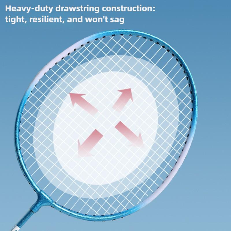 Sports Products Newest Designed Ferroalloy Frame Badminton Rackets A Pair Badminton Racquet with Premium Badminton Bag & 3 Balls blu