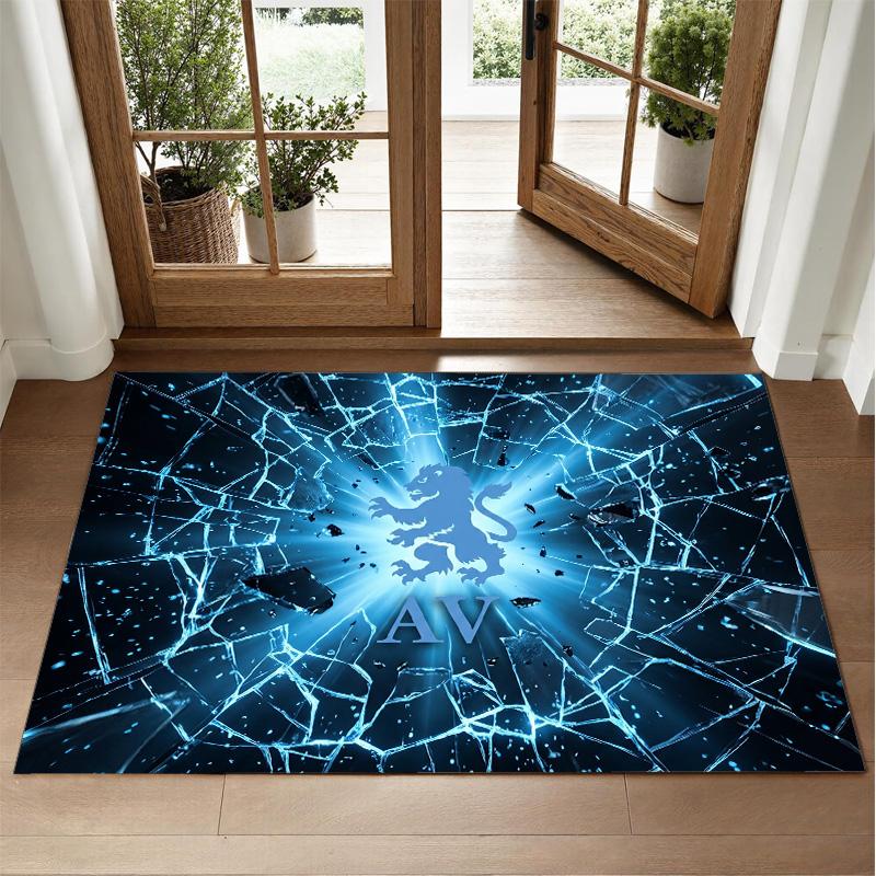 Aston Villa Football Design Crystal Velvet Rug Soft Decorative Mat for Bedroom Entrance