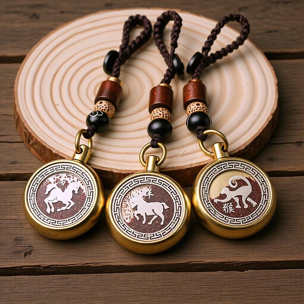Brass Rotating Zodiac Keychain Pendant: Unisex Creative Handicraft