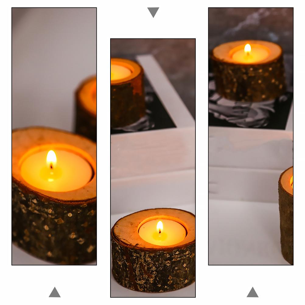 5pcs Classic Candlestick Container For Party Home Wedding Decoration Wooden Creative Festival Holder Ornament