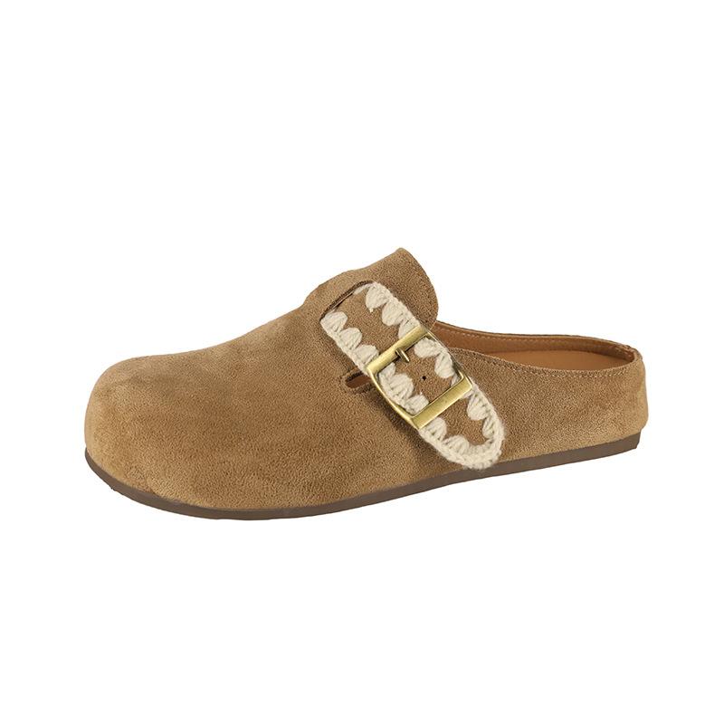 

Женская обувь на внутренней платформе, весна, новая, удобная и универсальная, однотонная, повседневная, полубосоножки 40 хаки