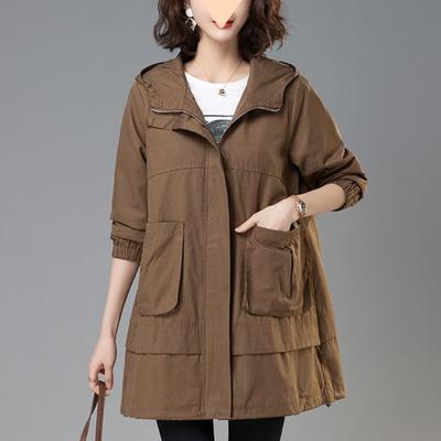 Manteau mi-long ample pour femme, coupe-vent coréen, grande cape, veste à capuche, trench-coat pour femme