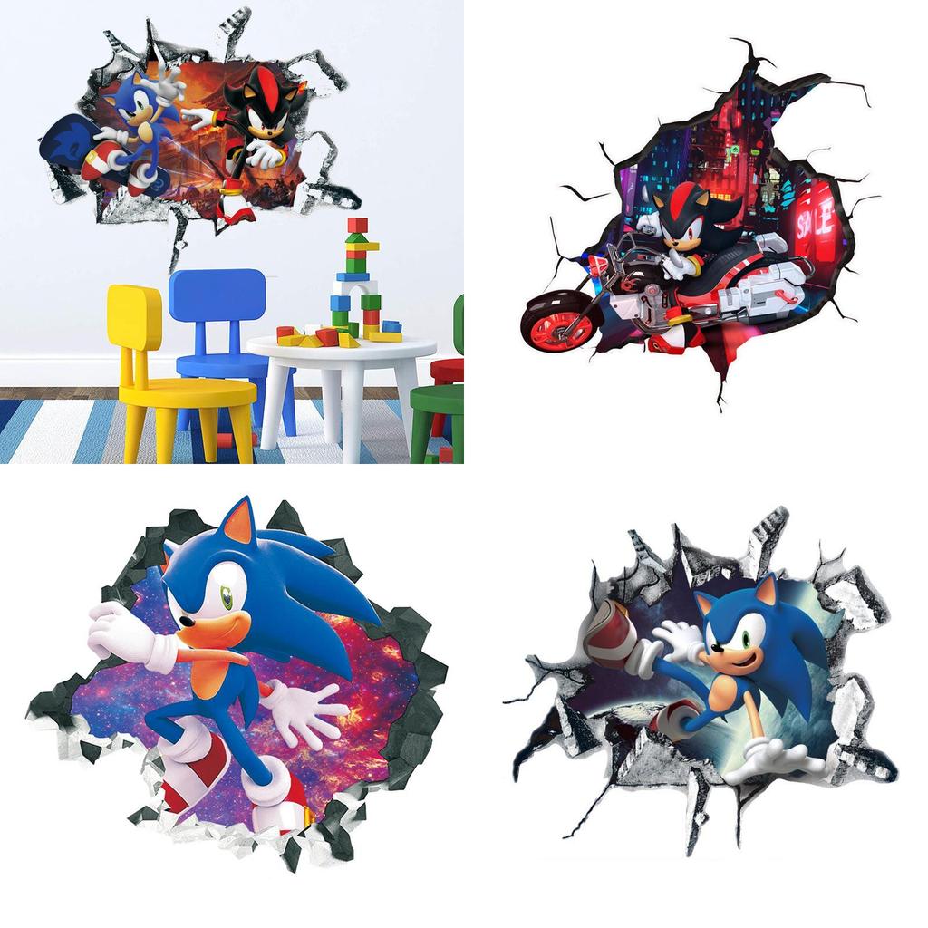 Sonic The Hedgehog Muursticker Cartoon Decor Voor Kinderkamer Muurkunst