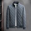 Men Winter Solid Color Jacket Coat Stand Collar Long Sleeve Pockets Zipper Placket Warm Coat Plaid Texture Fleece Lined Casual Outwear