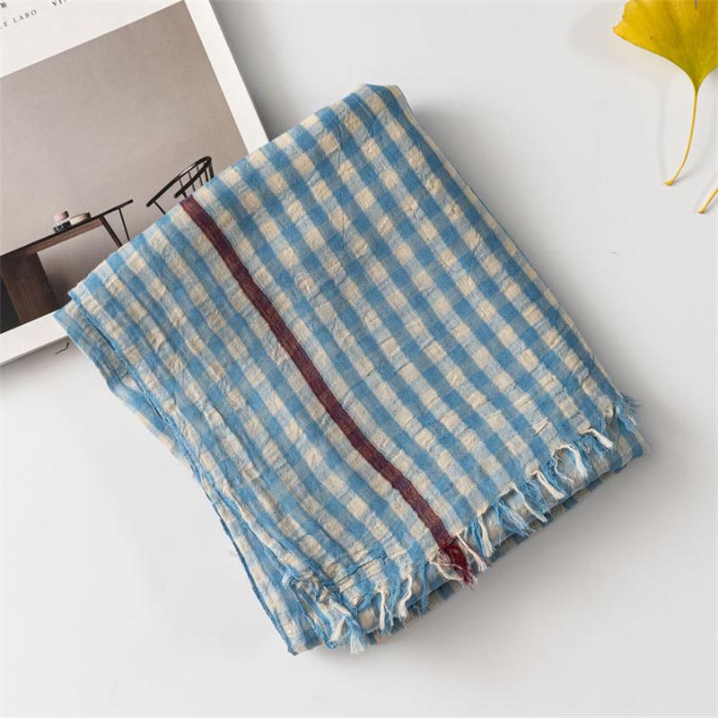 Fashion Plaid Cotton Linen Women's Scarves Autumn Winter Warm Neckerchief Pashmina Casual Small Lattice Tassel Bufandas Shawls