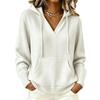 Women's Casual Color V-Neck Long Sleeve Hooded Top