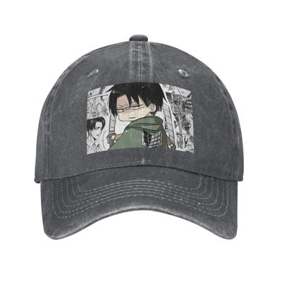 Levi AckerUnisex Attack On Titan Washed Denim Cap Casual Baseball Caps Adjustable Hat Summer Unisex Baseball Hats
