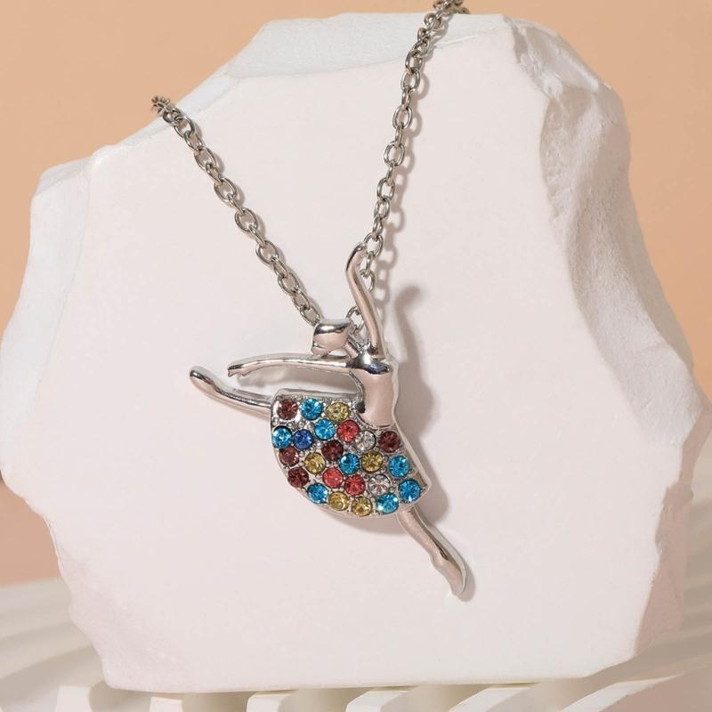 Dansande Flicka Berlock Halsband Justerbar Halskedja Dansare Hänge Smycken för Flickor