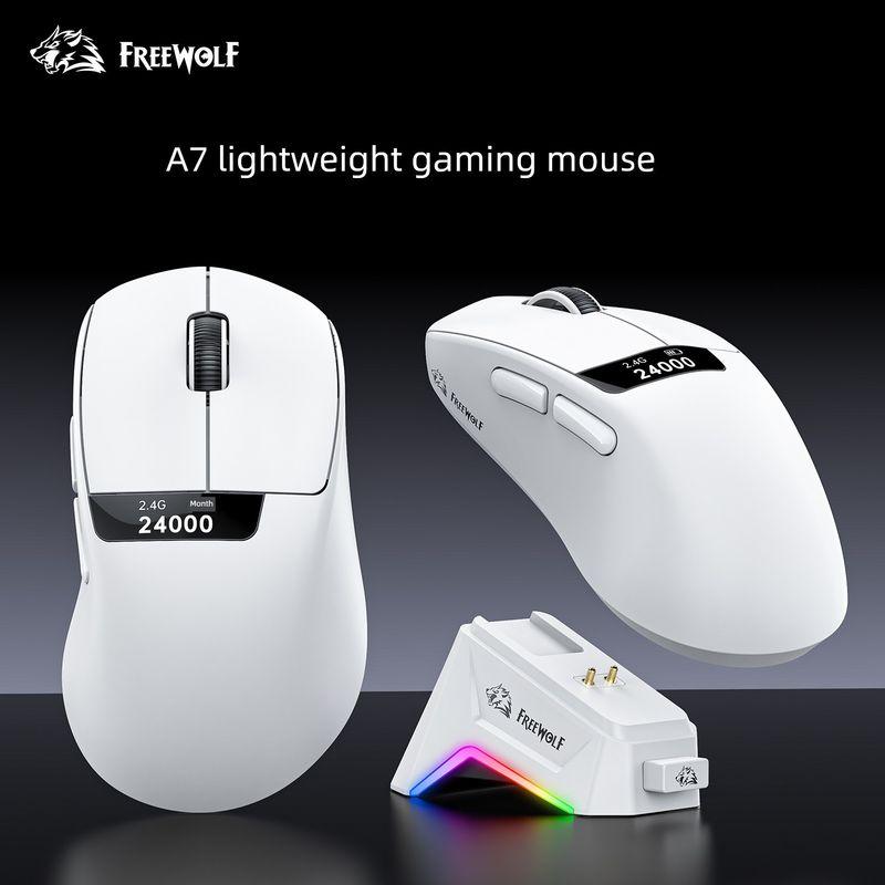 

Free Wolf A7 Wireless Three-Model E-Sports Mouse Ergonomic Design Lightweight Male Big Hand CF Lol White Official standard