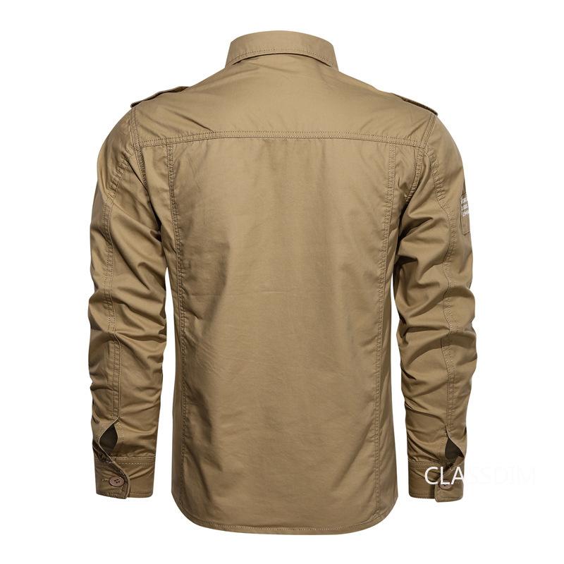 Camicie da Lavoro Militari da Uomo Multi-tasche Camicie Casual da Esterno in Cotone da Uomo Buona Qualità Uomo Taglia Larga Camicie Monocolore a Maniche Lunghe