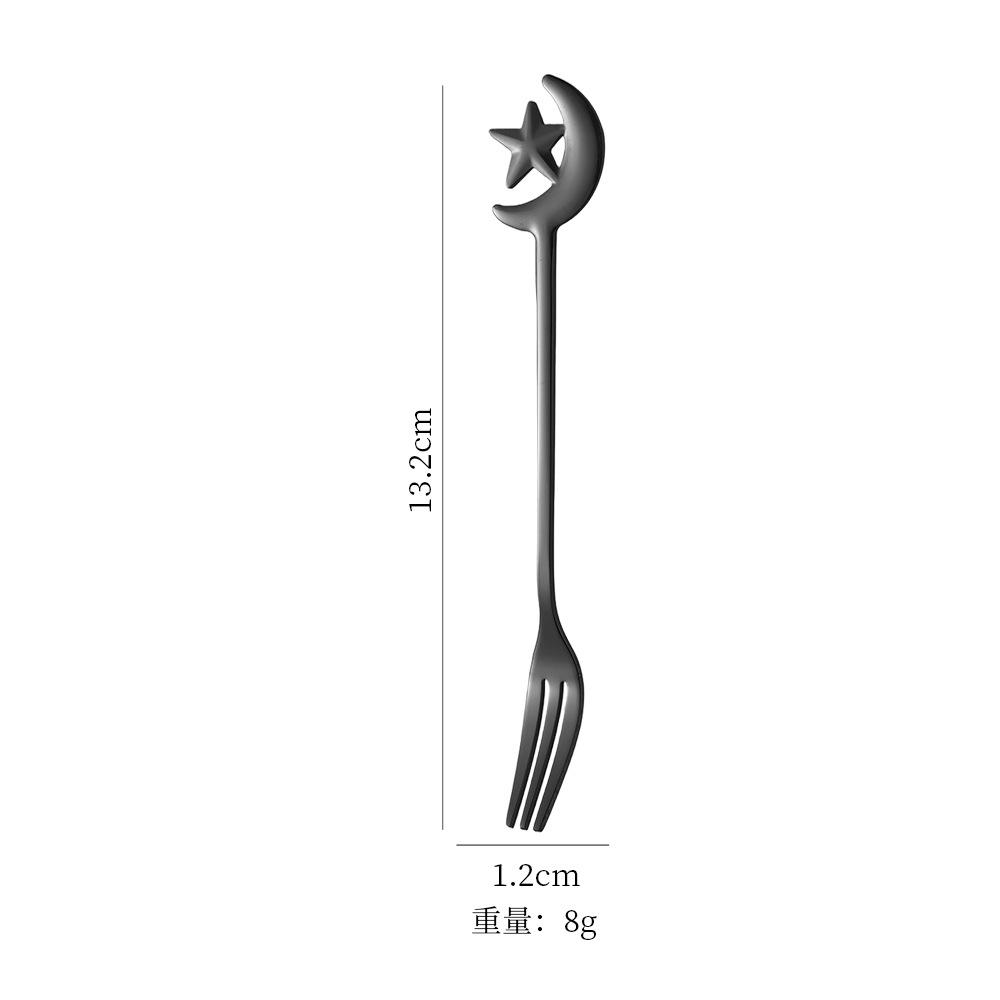 Star Moon Spoon Fork Stainless Steel Small Spoon Fashion Aternoon Tea Tableware Fruit Dessert Forks Coffee Tea Mixing Spoons