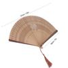 Faltfächer aus Bambus mit hohlen Handquasten Sommer Heißer Tag Kühlwerkzeug DekorationBraun