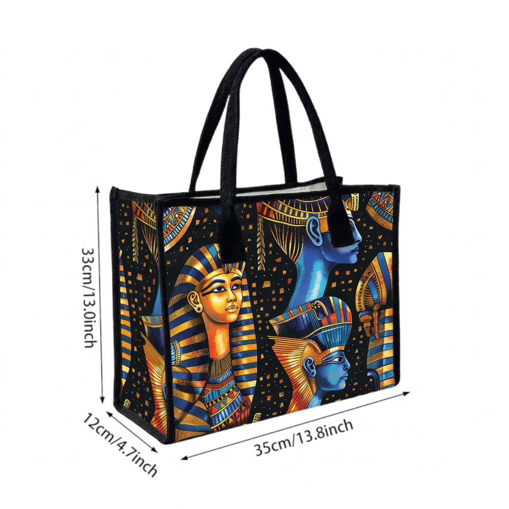 Egyptian Print Shoulder Tote Bag Casual Daily Large Capacity Handbag