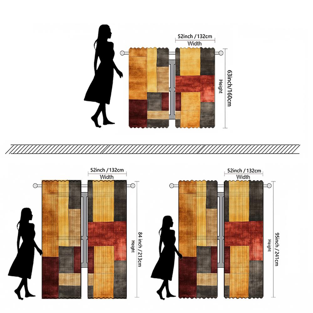 Piece Set High Definition Digital Printed Curtainmulticolored Patchwork Style Abstract Colorful Weave Pattern Rughome Decor Curtains Made Of Polyester