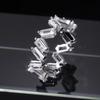 Bright Green Cubic Zirconia Ring Female Engagement Party Jewelry Noble Lady Fashion Wedding Ceremony Accessories Gift