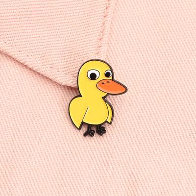 Round Eyed Adorable Duck Enamel Pins Cartoon Bright Yellow Cute Childlike Brooches Lapel Badges Jewelry Gifts For Kids Friends