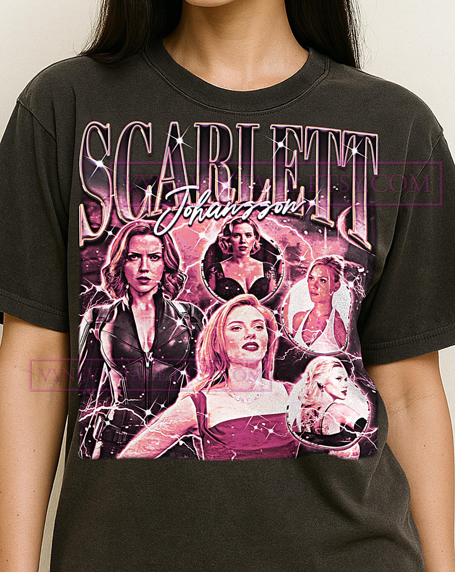 Scarlett Johansson Shirt, 90s Vintage Retro Bootleg Scarlett Johansson T-Shirt, Action Heroine Graphic Tee, Hollywood Star Fan Shirt 4XL
