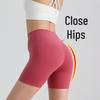Pregnancy-Friendly High-Waist Seamless Yoga Shorts - Summer Nude Feel, Three-Quarter Length, High Elasticity Fitness Base Layer.