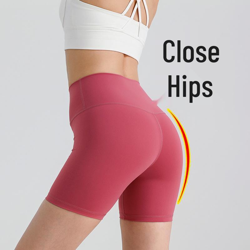 Pregnancy-Friendly High-Waist Seamless Yoga Shorts - Summer Nude Feel, Three-Quarter Length, High Elasticity Fitness Base Layer.