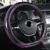 DERMAY D Shape Steering-Wheel Black Auto Car Steering Wheel Cover Leather 38CM Wheel Cover Interior Accessories