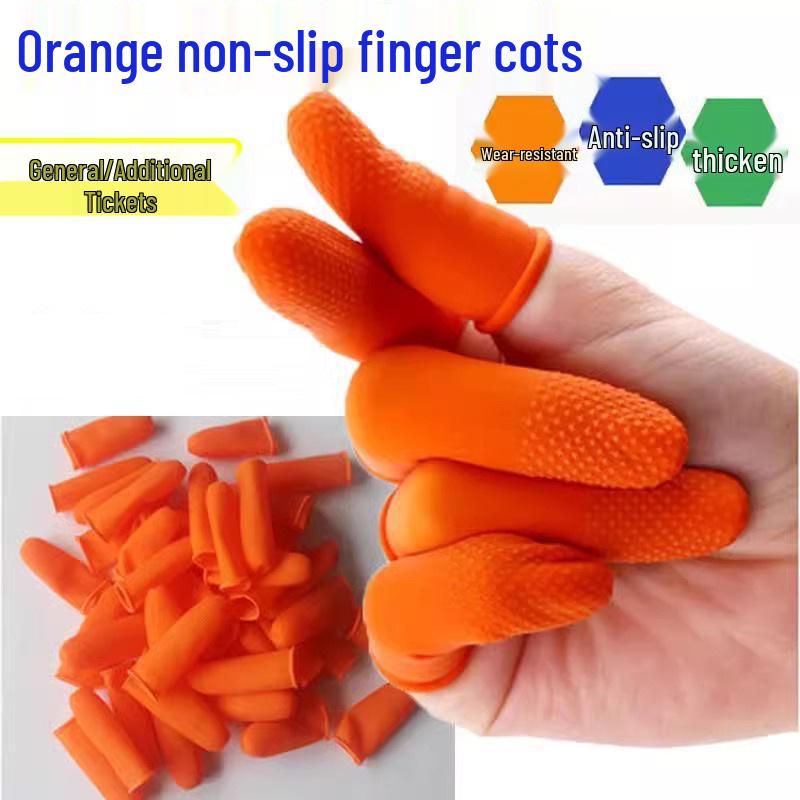 Orange Non-slip Thickened Anti-static Latex Finger Cots Medium - 100g оранжевый/красный