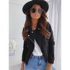 Giacca da Moto da Donna in Finta Pelle Scamosciata Slim Fit Manica Lunga Zip Cappotto Biker Capospalla