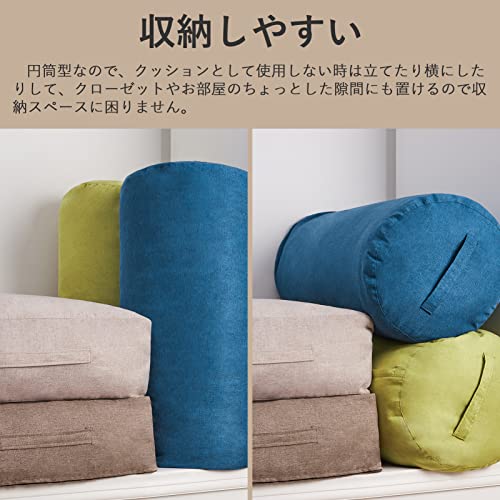 Topfinel Futon Storage Bag, Cushioned Futon Storage Case, Futon Storage, Futon Clothing Case, Down Comforter Storage, Handles, Lid, Round, Blue (35 x