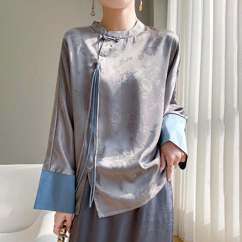 

Элегантная женская блузка-кардиган на пуговицах-лягушках, весна/лето 2024 4XL