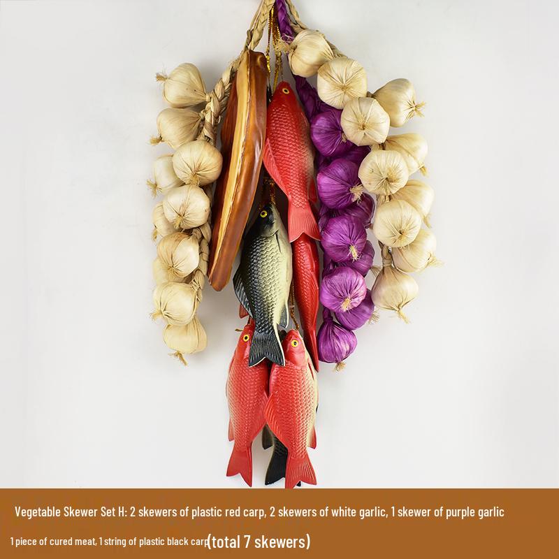 Brocheta Artificial de Chile Rojo, Ajo, Cacahuete y Maíz para Decoración de Fiesta de la Cosecha