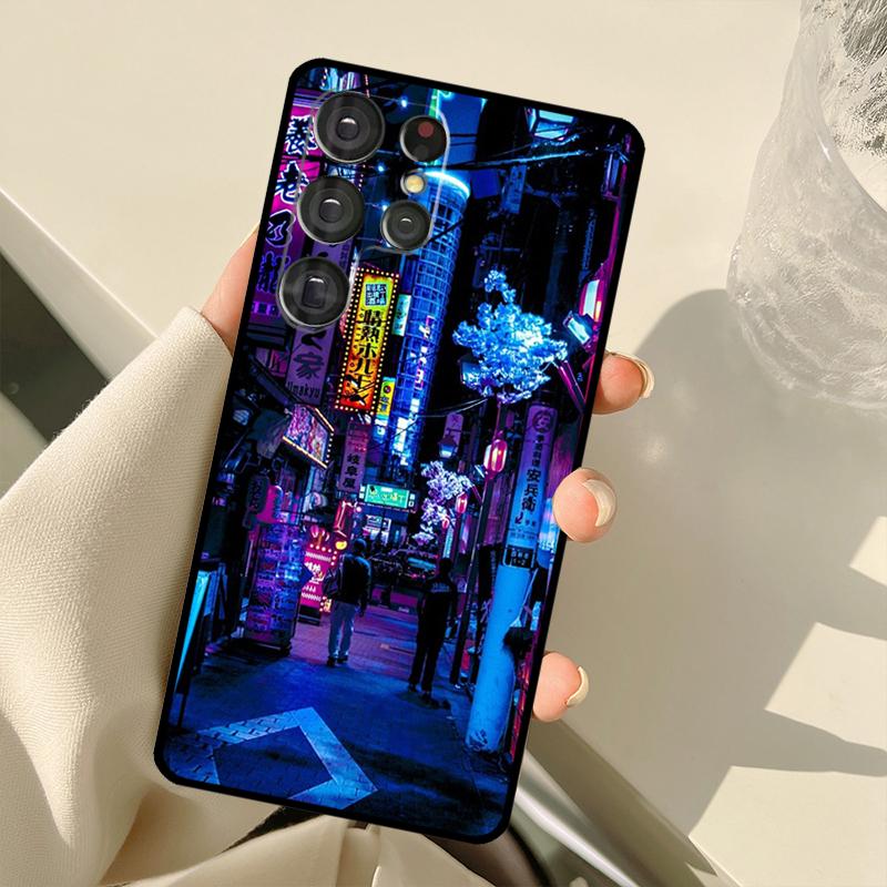 

Неоновый Синий Киберпанк Токио Уличный Чехол Для Samsung Galaxy S25 Ultra S21 S22 S23 S24 Ultra S9 S10 Plus S20 FE S25 FE Задняя Крышка Galaxy S22
