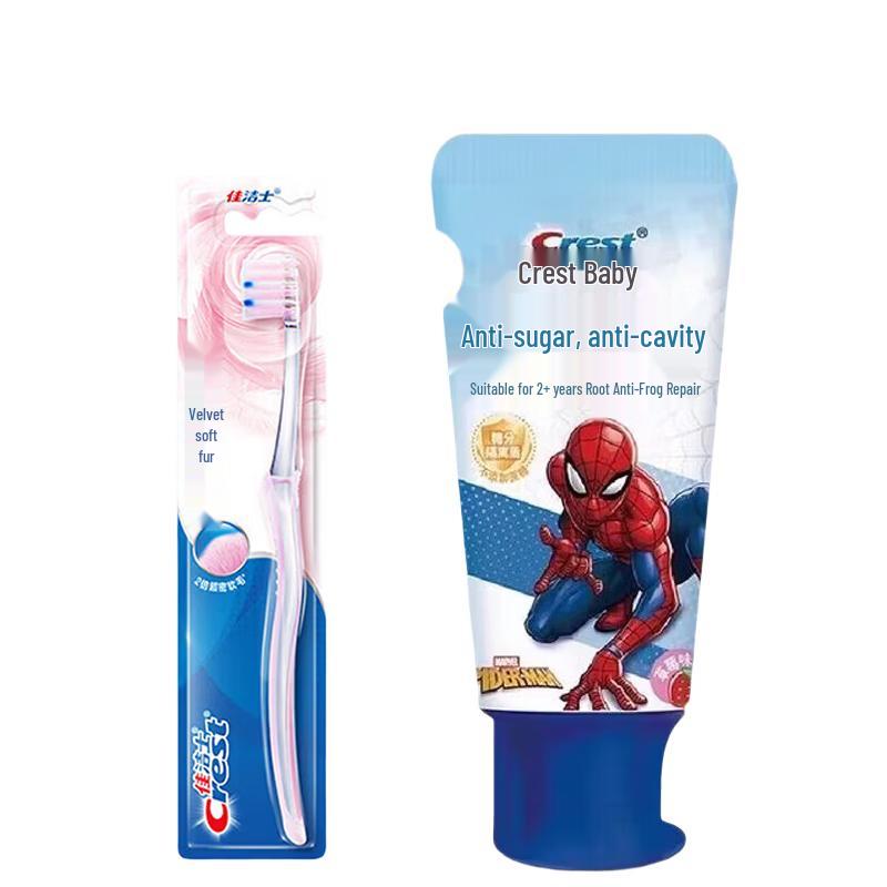Crest Velvet Gum Care Toothbrush & Spider-Man Kids Toothpaste Set