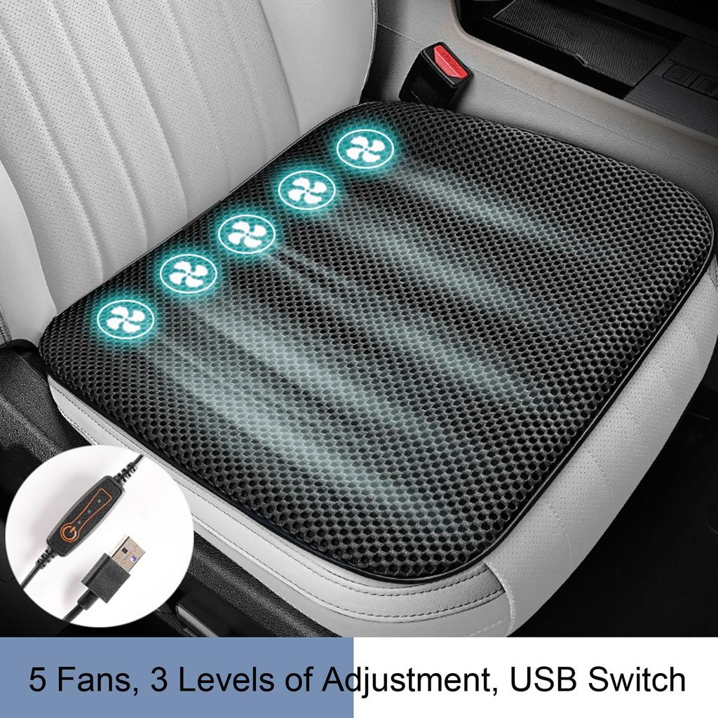 Breathable Car Cushion, Soft Car Cushion, Comfortable And Cool For Car, Home Use, Fit With5 Fans 3- Adjustme