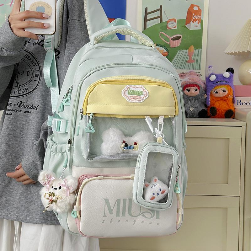 Schoolbag Dopamine Transparent Pain Bag Backpack 1011 New Trendy Large Capacity Niche ins Middle and High School Student School Bag