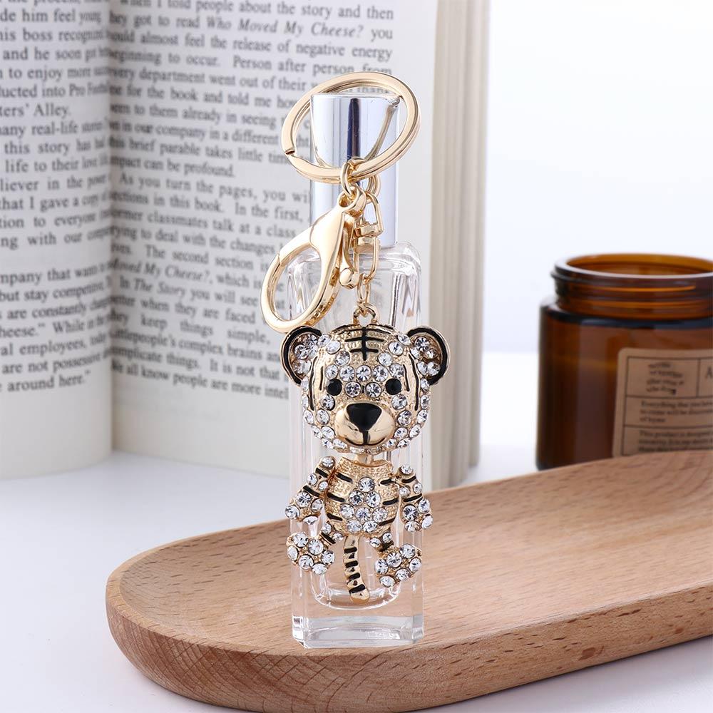 Couple Gifts DIY Trinkets Car Keychain Metal Rhinestone Keychain Tiger Key Chain Tiger Key Ring