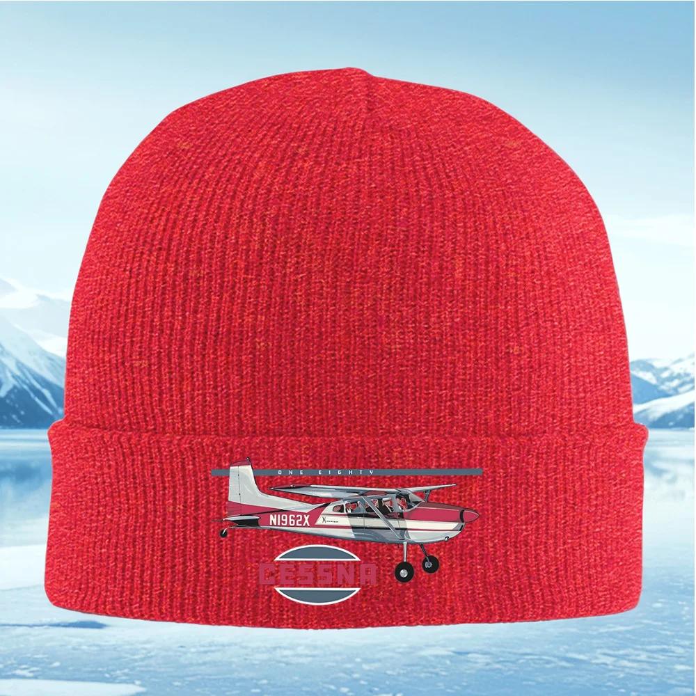 Cessna Plane People Cabin Flight Red Unisex Women Unisex Knitted Hat Beanie Pullover Cap Winter Thermal Warm Christmas Outdoor Cycl