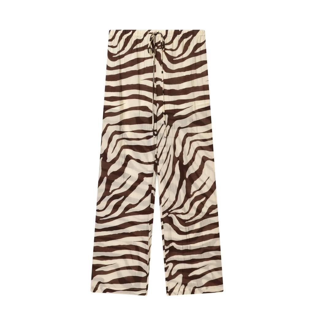 Women's Clothing Popular Fashion Zebra Pattern Printed Shirt + Trousers Set