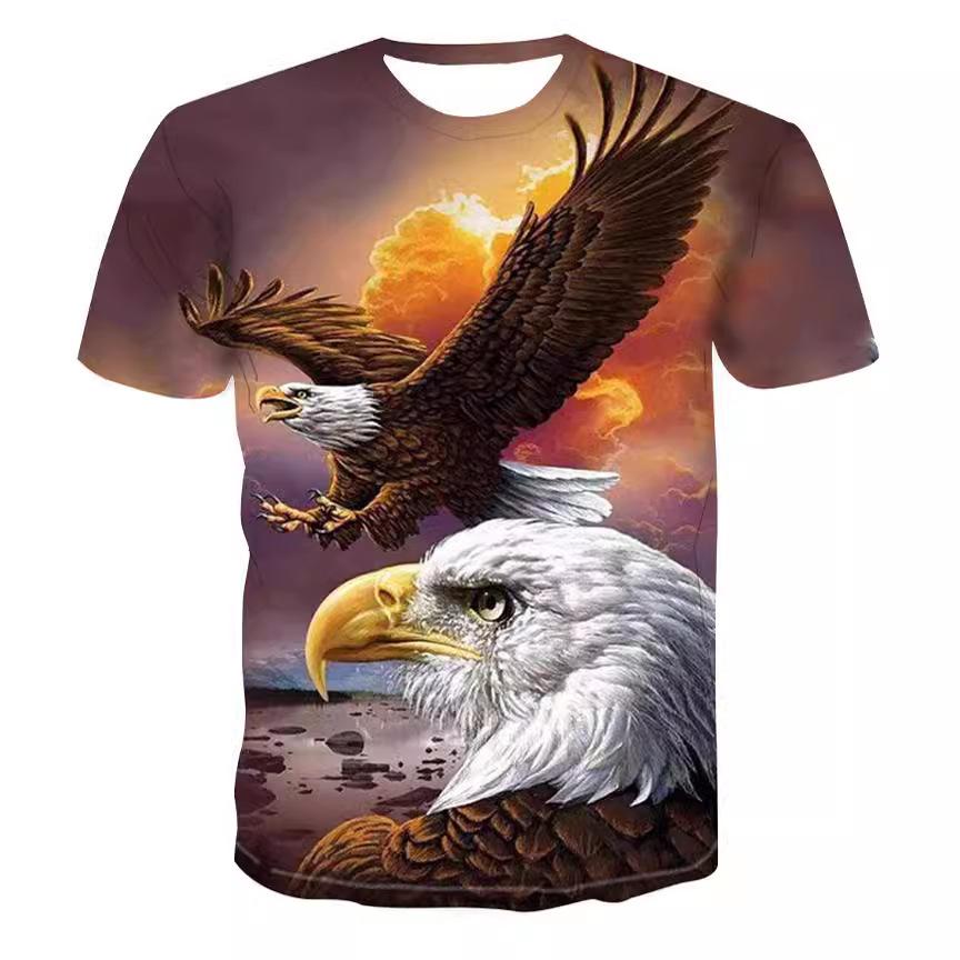 

Летняя новая мужская футболка Eagle с короткими рукавами и 3D-цифровым принтом 6XL