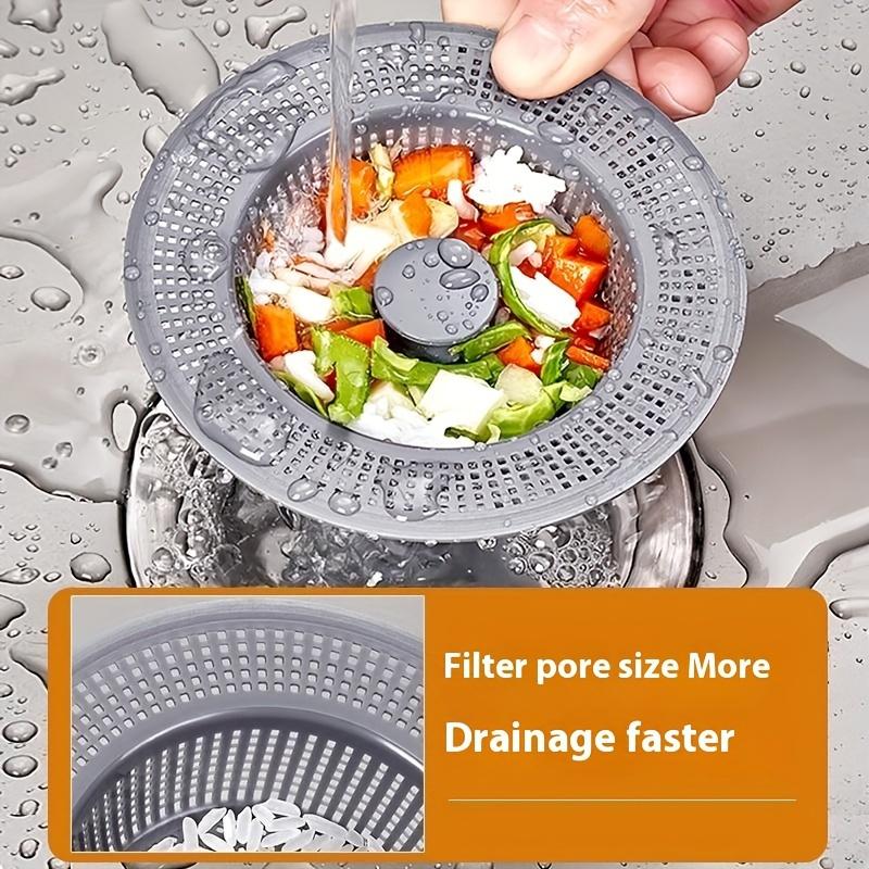 Large Filter 3 In 1 Kitchen Sink Drain Strainer and Stopper Combo, Chrome Stainless Steel Wraped Shell, Anti-Clogging Basket Strainer