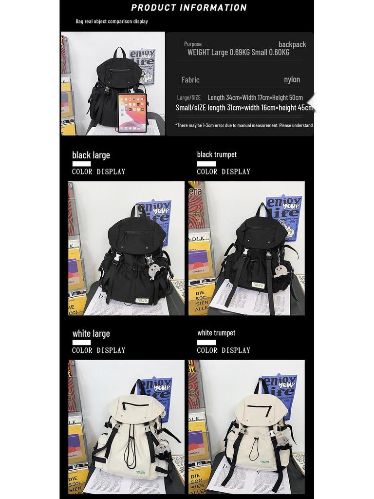 Ryggsäck för män med stor kapacitet och enfärgad design för studenter eller par