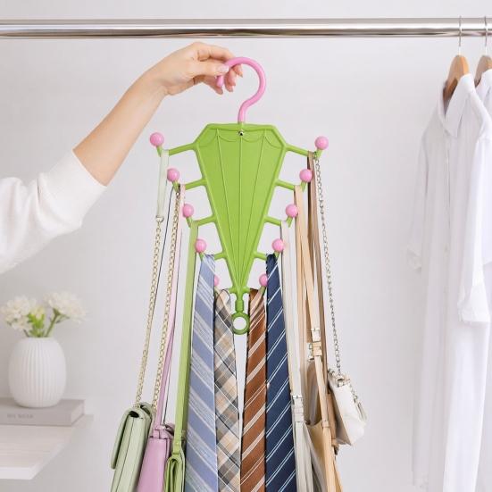 V-Shaped Hanging Rack with 10 Hooks Double Sided Hanger 360° Swivel Hook Closet
