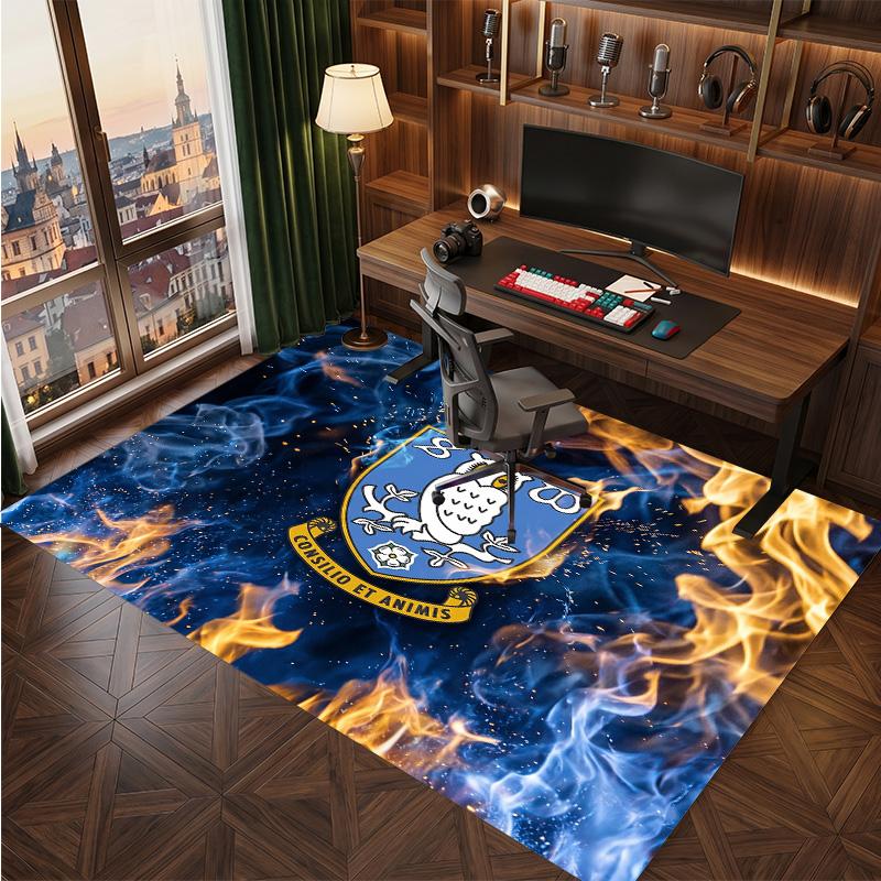 Sheffield Wednesday Football Print Crystal Velvet Rug, Comfortable Water Absorbent Non Slip Indoor Floor Carpet