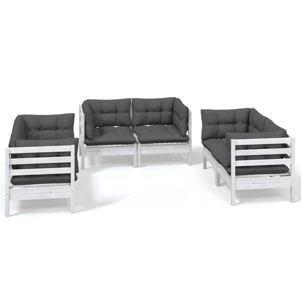 6 Piece Garden Lounge Set with Cushions Solid Pine Wood