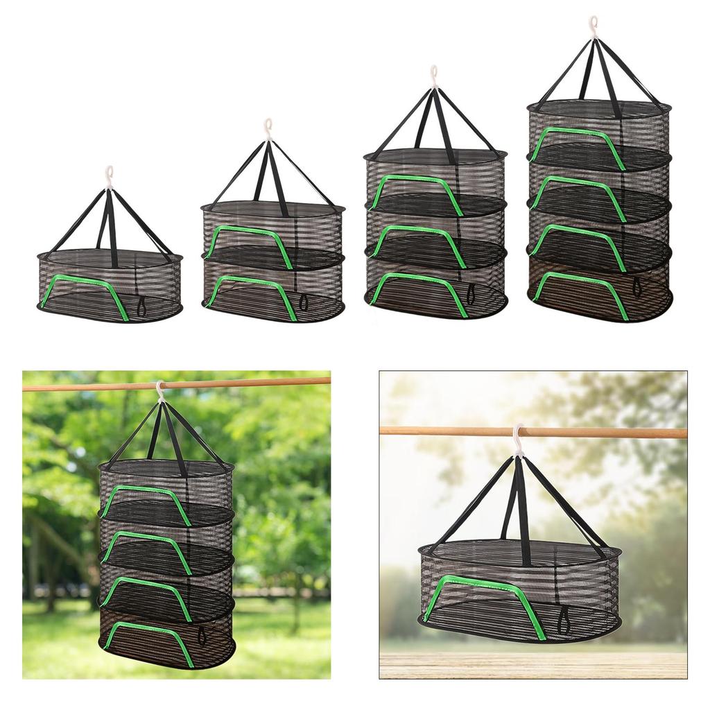 Outdoor Hanging Drying Net Large Capacity with 360 Degree Rotating Hook for Vegetables Meat Tableware Dried Fish Storage Net