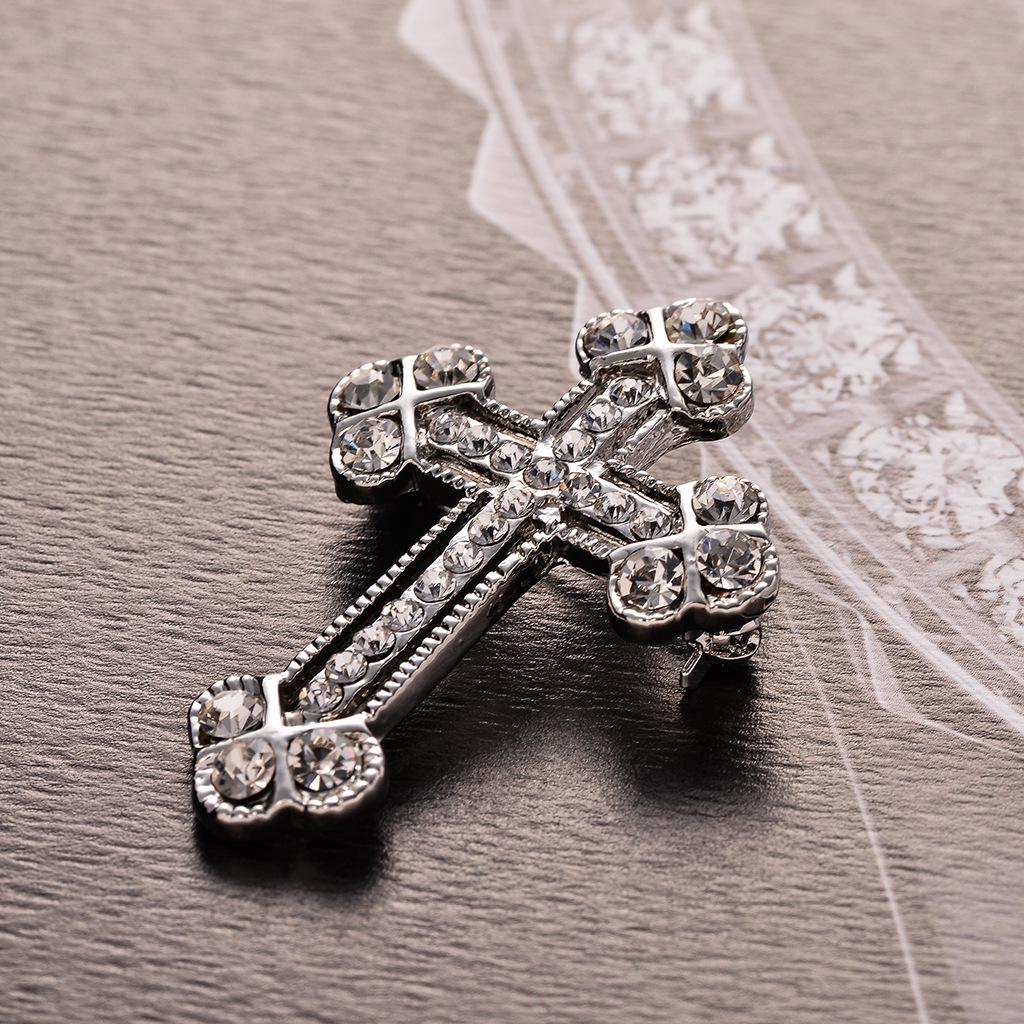 Evropská slitina kamínková křížová brož – Pánský doplněk Corsage v korejském stylu