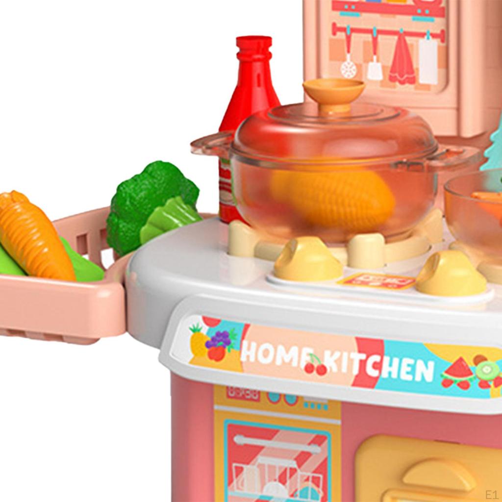 Kids Kitchen Set Indoor Outdoor Playset for Children Toddlers Birthday Gifts Pink